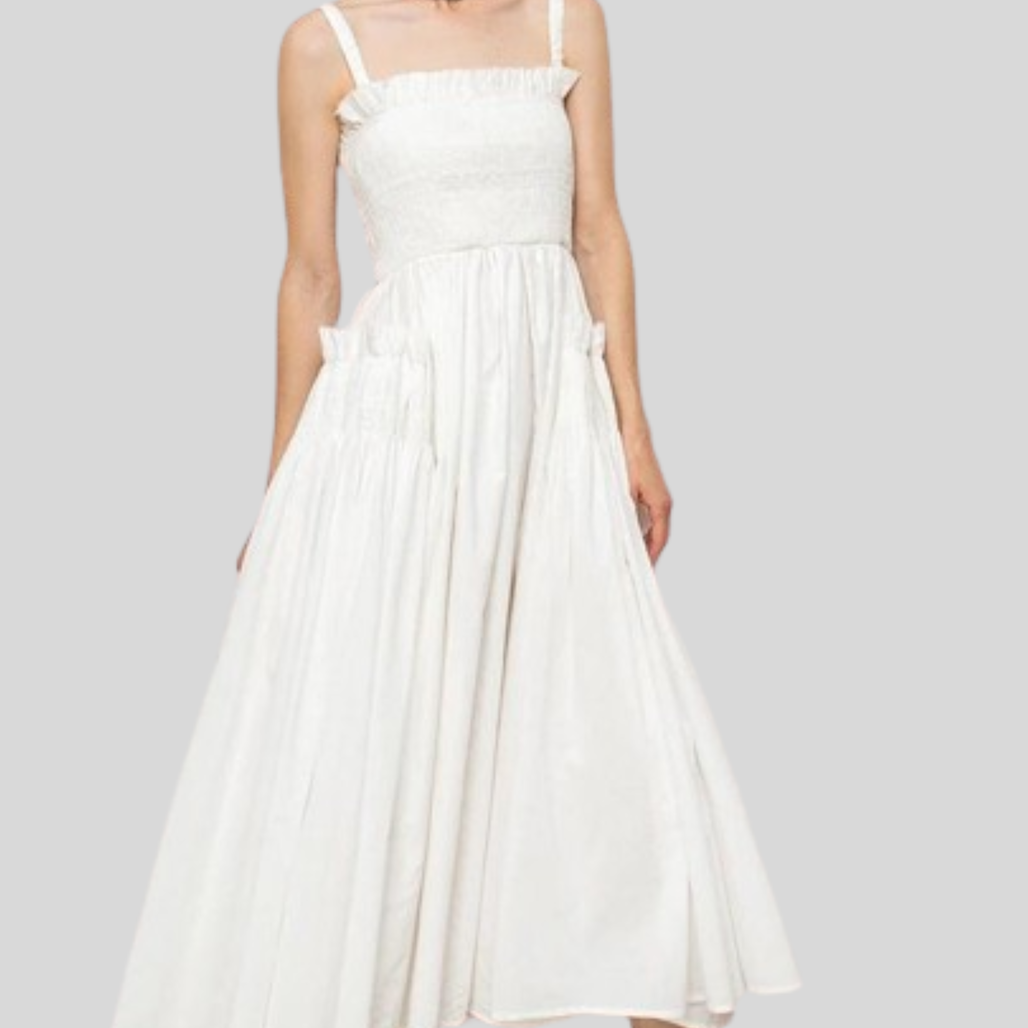 Selene White Slip Midi Dress: Timeless Elegance.