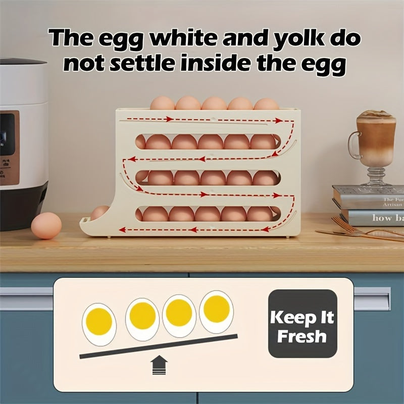Egg Organizer with Auto-Rolling Technology.