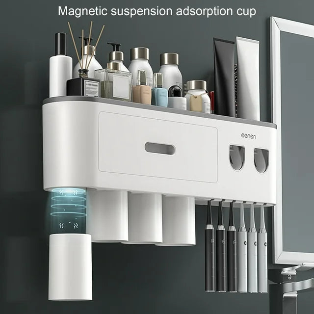 "MagNest™ Smart Dental Station: Automatic Toothpaste Dispenser, Magnetic Toothbrush