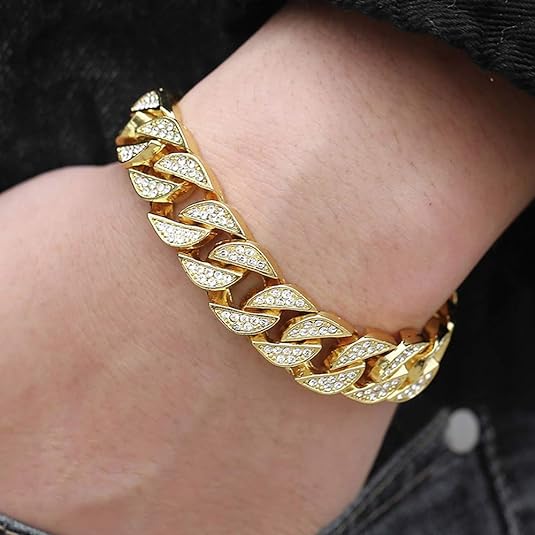 ''GildedSun™  Miami Gold Curb Cuban Bracelet''